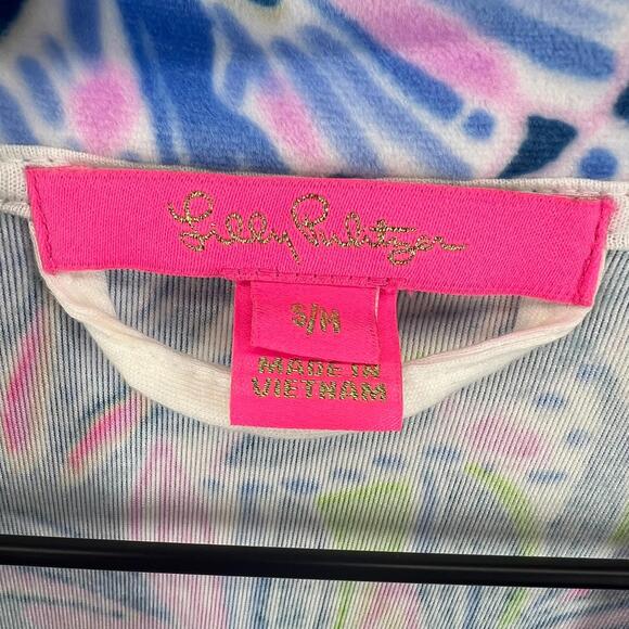 Lilly Pulitzer BRINGING MERMAID BACK ELAINE Velour Robe S/M NWOT - Picture 3 of 5